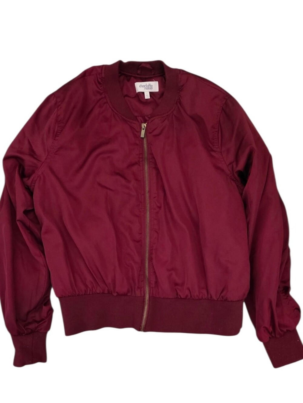 Charlotte Russe Maroon Quilted Bomber Jacket